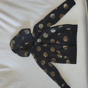 Cat & Jack Grey Hoodie with Gold Heart Patterns Size 4